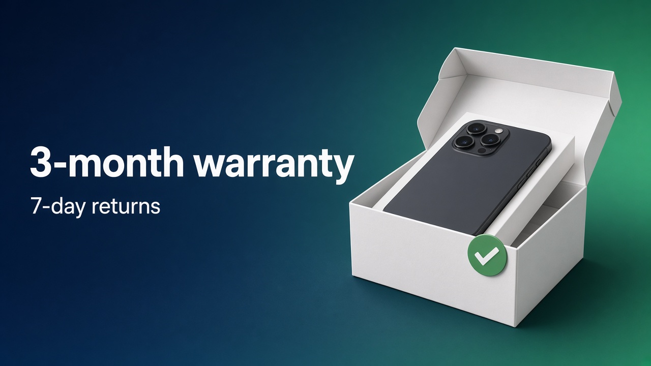 Refurbished phone with a 3-month warranty and 7-day returns.